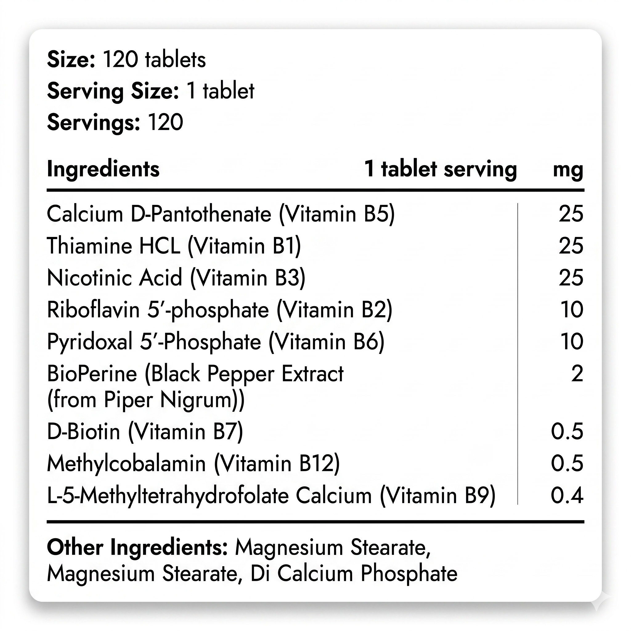 VITAMIN B COMPLEX - 120 TABS