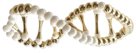 Gold and white DNA model on a white background